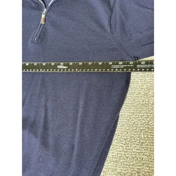 Peter Millar Crown Soft Sweater 1/4 Zip Merino Wool Silk Blend Mens Sz L Navy - Picture 6 of 7